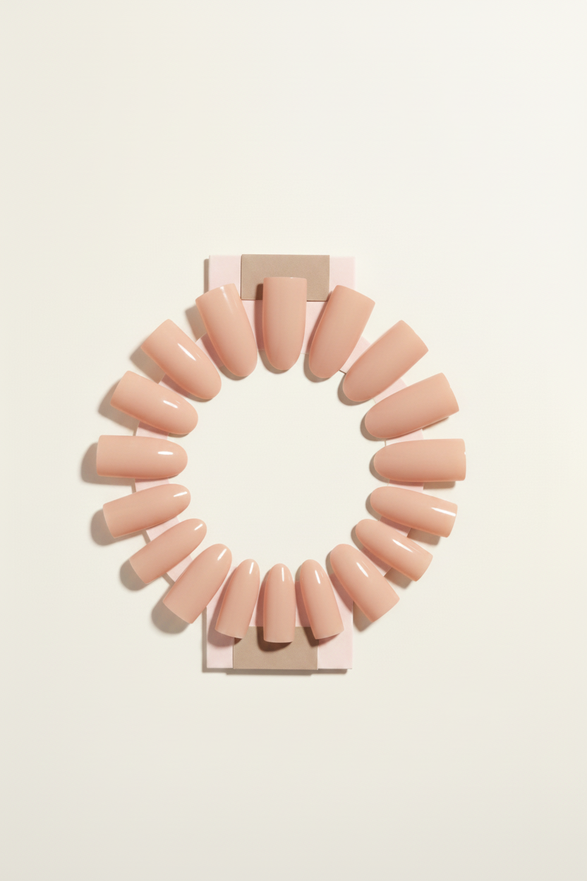 Glossy Nude Display Card Nails